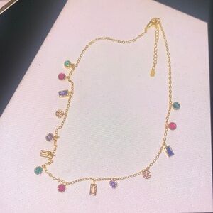 American Vintage Gold Necklace with Multicolor Charms